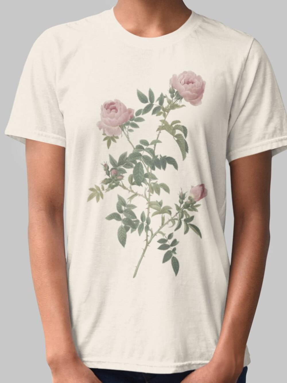 Rose Vintage Floral Print Short Sleeve Graphic Tee T-shirt S-XXL